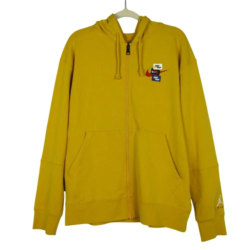Jordan Jumpman Mens Hoodie Full Zip Thick Yellow L Heavyweight NWT - Picture 2 of 8